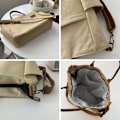 Miniatyrbild 4 av 6: Hylhexyr Dam Retro Stora Väskor Bomulls Canvas Axelväska Mode Crossbody Handväska Dragkedja Casual Tote Multi Pocket Outer Zipper Beige