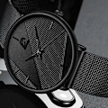 Miniatyrbild 3 av 6: Märke Herrklockor Herr Enkelt Ultratunt mesh i rostfritt stål Bälte Quartz Clock Man Business Läder Armbandsur reloj hombre Mesh Black Red