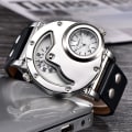 Miniatyrbild 1 av 6: Oulm Klockor Unik Design Flera tidszoner Läderrem Man Quart Armbandsur Oulm 9591 Mode Herr Klockor reloj hombre White