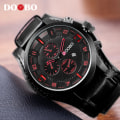 Miniatyrbild 6 av 6: DOOBO Herr Casual Watch Herrklockor Toppmärke Lyx Quartz-klocka Läder Watch Handled Manklocka Drop yellow