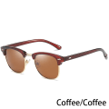 Miniatyrbild 1 av 6: RUOBO Klassiska polariserade solglasögon för män Kvinnor Märkesdesign Körspegel Yta Lins Solglasögon Goggle UV400 Gafas De Sol Coffee-Coffee Gold Frame