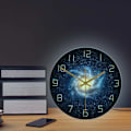 Miniatyrbild 6 av 6: Galaxy Yttre Rymden Väggklocka För Vardagsrum Tyst Klocka Nebula Stjärnor Väggkonst Abstrakt Universum Heminredning Astronomi Gåvor White Frame With LED