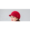 Miniatyrbild 1 av 6: Ny vintermössa Tjock varm stickad mössa Halsduk Vantar 3-delars set för kvinnor Elegant blommig basker Utomhus Skidåkning Ridhjälm Red hat