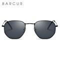 Miniatyrbild 4 av 6: BARCUR Klassiska Retro Reflex Solglasögon Man Hexagon Solglasögon Metallram Glasögon Solglasögon Med Box Oculos De Sol gafas Gun Gray BARCUR