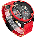 Miniatyrbild 4 av 6: Watch Herr Lyxmärke Kända Dual Time Military Relogio Masculino 57mm 3D Stort case Quartz Herrklockor Röd Manklocka with box