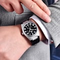 Miniatyrbild 3 av 6: BENYAR Herrklockor Retro Dial Quartz Watch For Herr Lyx 40MM Militärläder Originalklockor Vattentät klocka Reloj Hombre Blue