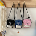 Miniatyrbild 3 av 6: Mode Kvinnor Tecknad filmtryck Kontrastfärg Canvas Crossbody Axelremsväska Casual Damer Mini Handväskor Flap Handväska Blue