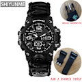 Miniatyrbild 1 av 6: Utomhus Survival Watch Multifunktionell Vattentät Militär Taktisk Paracord Watch Armband Camping Vandring Nödutrustning Black with strap