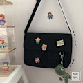 Miniatyrbild 3 av 6: Canvasväska Enkel Kvinnor Crossbody-väska Ungdom Flickväskor Damväskor Casual Axelväskor Diagonal Messenger Skolväskor Handväskor 4 badge pendants1 Frog pendant
