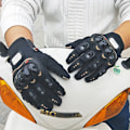 Miniatyrbild 4 av 6: Motorcykelhandskar med pekskärm, ventilerande racinghandskar med full finger, skyddshandskar för utomhussporter, Guantes Moto SC23Touch-Blue XL