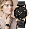 Miniatyrbild 2 av 6: Mode Reloj Mujer Quartz Watch Simple Montre Femme Dam Mesh Armband i rostfritt stål Casual Watch Metall Timmar Relogio 1635A-A-A