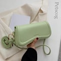 Miniatyrbild 1 av 6: Petscog Luxury Designer Axelväskor Crossbody Väskor För Kvinnor Pu Läder Trend Kvinnlig Underarm Väska Mode Handväska Flap Handväskor Light Green A (20cmMax Length30cm)
