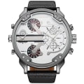 Miniatyrbild 1 av 6: Oulm Herr Casual Unik design Storklocka Watch för män Quartz Klocka Dubbel tidszon Herr Lyxarmbandsur 3548 white