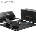 Miniatyrbild 1 av 6: Äkta KINGSEVEN Brand Square Retro Gradient Polarized Solglasögon Dam Män Kolfibermönster Design Utomhussportglasögon Black Gray