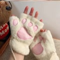 Miniatyrbild 3 av 6: Söt Cat Paw Fluffy Claw Fingerlösa handskar Varm Mjuk Plysch Fingerlös Panda Handske Halvfinger Kvinnor Vinterkläder Julklappar Khaki-A One Size