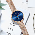 Miniatyrbild 4 av 6: CRRJU Mode Watch Lyx Casual Enkel Dam Klänning Mesh Armbandsur Minimalistisk Vattentät Kvartsklocka Rose Gold