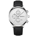 Miniatyrbild 1 av 6: Mode Genève Män Datum Legering Case Syntetiskt Läder Analog Kvarts Watch Man Klocka Toppmärke Lyx Relogio Masculino 02 Black-Silver-Whit