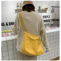 Miniatyrbild 4 av 6: Stor kapacitet Studenter Canvas Axelväskor Kvinnliga Handväskor Korean Satchel Bomullstyg Crossbody Bag Dam Skolväska White