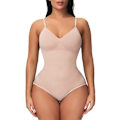 Miniatyrbild 3 av 6: Shapewear Bodysuit String för Kvinnor Magkontroll Stroppa Body Shaper Slimming Body med inbyggd BH Deep V Shapers Beige M