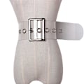 Miniatyrbild 1 av 6: Mode Kvinnor Transparent Bredt Bälte Kvinna PVC Klara Bälten För Klänning Dam Metall Nål Spänne Sommar Vit Stora Grommet Strap 223 Transparent 105CM