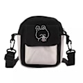 Miniatyrbild 1 av 6: Mode Kvinnor Tecknad filmtryck Kontrastfärg Canvas Crossbody Axelremsväska Casual Damer Mini Handväskor Flap Handväska Black