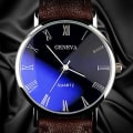 Miniatyrbild 2 av 6: Watch romerska siffror Blu-Ray konstläderband Quartz Analog Business Armbandsur 2022 Black-Brown