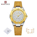 Miniatyrbild 1 av 6: NAVIFORCE Mode Minimalistisk Design Watch för kvinnor Casual Quartz Dam Läder Armbandsur Case Kvinnlig klocka GWY