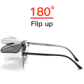 Miniatyrbild 5 av 6: VIVIBEE 2023 Cool Flip Up Clip On Solglasögon Polarized TR90 Photochromic Driving Square Oversized UV400 Fishing Solglasögon 2 Mirror Red with case