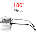 Miniatyrbild 5 av 6: VIVIBEE 2023 Cool Flip Up Clip On Solglasögon Polarized TR90 Photochromic Driving Square Oversized UV400 Fishing Solglasögon 3 Mirror Blue without case