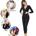 Miniatyrbild 5 av 6: Hellängd Shapewear Bodysuits Kvinnor Kroppsformare Bantning Underkläder Spets V-ringad Sexig kropp Öppen gren Beige XXL