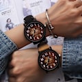 Miniatyrbild 5 av 6: Mode Casual Steampunk Klockor Män Brunt Läderband Quartz Armbandsur Man Wood Grain Watch Drop Reloj Hombre 2021 cubebrown