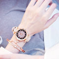 Miniatyrbild 5 av 6: 2020 Damklockor Set Starry Sky Watch Casual Läder Sport Quartz Clock Relogio Feminino Blue With Bracelet