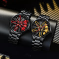Miniatyrbild 4 av 6: Original 3D Real Man-klockor Vattentäta Rotera Klockor Watch Quartz Herrsport 360° Rotera Hjulklockor För Herrklocka Lambo-Yellow-W