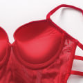 Miniatyrbild 5 av 6: Body Dam sexiga underkläder Bodysuit Push Up Vadderad kopp med remmar rygg Bygel Blommig broderi Underkläder Underkläder i ett stycke 6613-Black 70C