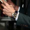 Miniatyrbild 5 av 6: Vinnare Steampunk Mode Triangel Gyllene Skelett Rörelse Mystiska Män Automatiska Mekaniska Armbandsur Toppmärke Lyx GMT996-1
