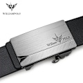Miniatyrbild 4 av 6: WILLIAMPOLO berömda märkesbälte män högsta kvalitet äkta läder lyxdesigner manliga automatiska spännbälten för män 105-130cm Silver-20213 110cm