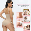 Miniatyrbild 6 av 6: GUUDIA V-hals Spaghetti Strap Bodysuits Compression Body Suits Öppen gren Shapewear Slimming Body Shaper Smooth Out Body black XS