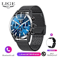 Miniatyrbild 1 av 6: LIGE Smarta klockor för män Smart Watch Bluetooth Calling Smartwatch Fashion Business Klocka Ny Smartband Man Reloj 360 360 black mesh belt