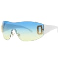 Miniatyrbild 1 av 6: Lyxiga Y2K One Piece Solglasögon Kvinnor Brand Designer New Punk Sport Solglasögon Män Goggle Shades UV400 Mode Letter Glasögon C6 Blue Yellow