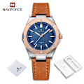 Miniatyrbild 1 av 6: NAVIFORCE Mode Minimalistisk Design Watch för kvinnor Casual Quartz Dam Läder Armbandsur Case Kvinnlig klocka RGBEO-BOX