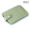 Miniatyrbild 1 av 6: Smal korthållare i äkta läder Snabb åtkomst dragflik RFID-foder Mjuk kohud Män Kvinnor Bärbar cover. Light Green