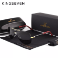 Miniatyrbild 1 av 5: KINGSEVEN Brand Herr Aluminium Magnesium Solglasögon Polarized UV400 Solglasögon oculos Man Glasögon Solglasögon För Herr N725 Gold Black original