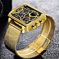 Miniatyrbild 5 av 6: Watch Guld Quartz Led-klocka Män Sport Vattentät watch Man Militär Digitala klockor Man Relogio Masculino silver white