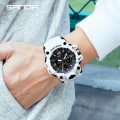 Miniatyrbild 6 av 6: SANDA Herr Militärklockor Vit Watch LED Digital 50M vattentät watch Herr Multifunktionsklocka Relogio Masculino 942 Ms black white