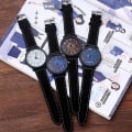 Miniatyrbild 6 av 6: Mode Casual Steampunk Klockor Män Brunt Läderband Quartz Armbandsur Man Wood Grain Watch Drop Reloj Hombre 2021 numberblack