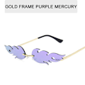 Miniatyrbild 1 av 6: Summer Flame Solglasögon Kvinnor Rimless Wave Glasögon Löpsolglasögon Lyx Trendiga Solglasögon Skärmar Kvinna F