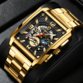 Miniatyrbild 2 av 6: Relogio Masculino Armbandsur Herr 2022 Toppmärke Lyx Gyllene Herr Klockor Guld Stort Man Armbandsur Man Square Golden Dial LCW