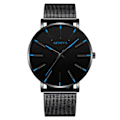 Miniatyrbild 1 av 6: Herrmode Minimalistisk Ultra Tunna klockor för män Enkel Business Rostfritt stål Mesh bälte Quartz Watch relogio masculino Mesh Black Blue