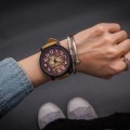 Miniatyrbild 1 av 6: Mode Casual Steampunk Klockor Män Brunt Läderband Quartz Armbandsur Man Wood Grain Watch Drop Reloj Hombre 2021 Woodenbrown