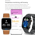 Miniatyrbild 3 av 6: Ny icke-invasiv watch för blodsocker Män Röstringning Armbandsur Kroppstemperatur Stresstest EKG+PPG NFC Smartklocka Silver